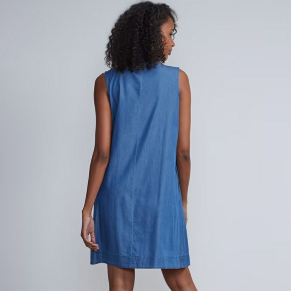 NY & Co Sleeveless Button Front Trapeze Dress - Picture 2 of 8